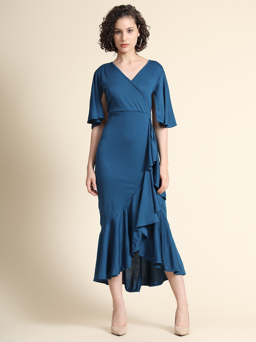 

WESTHOOD Women Blue Midi Wrap Dress