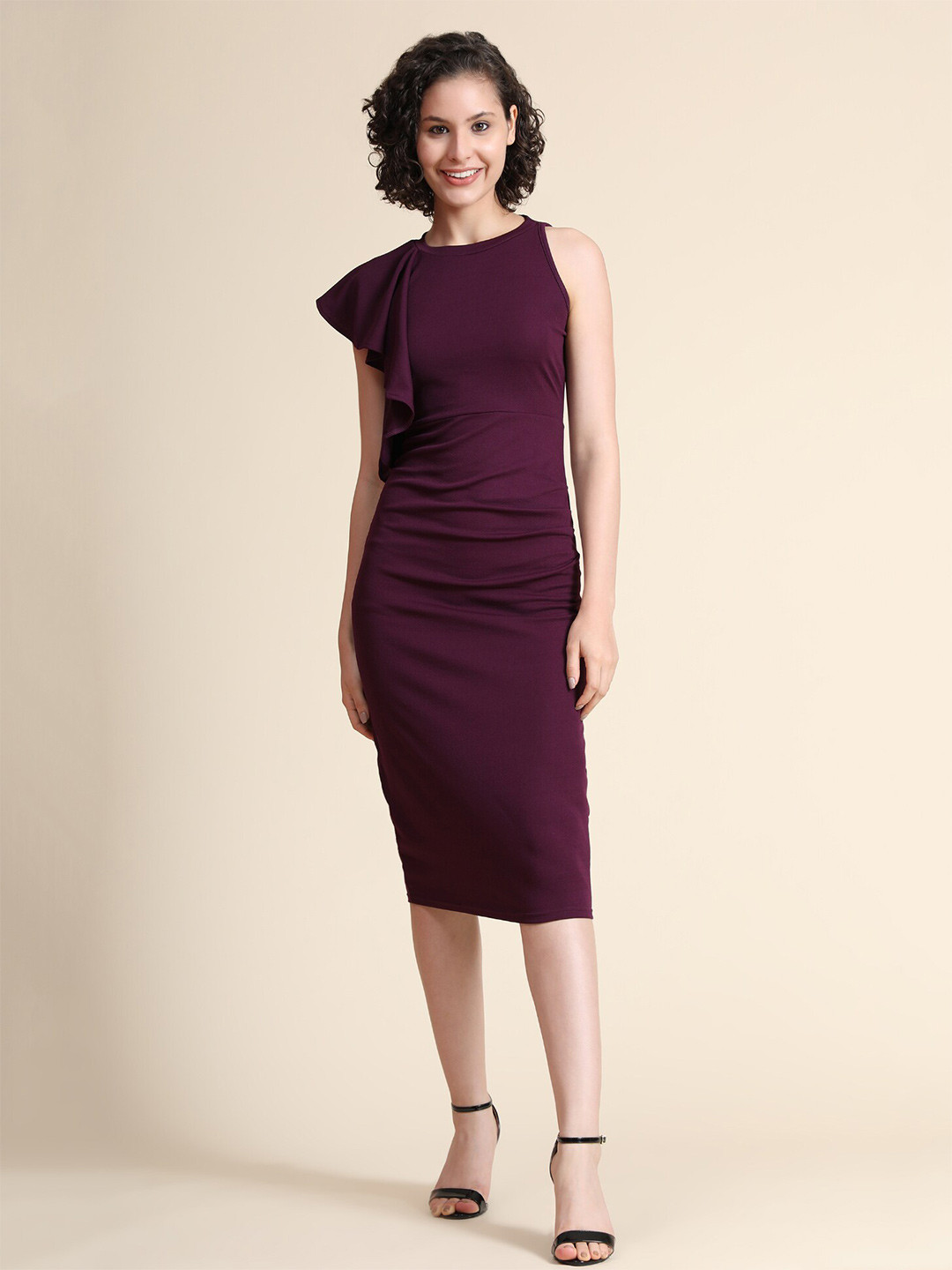 

WESTHOOD Women Purple Bodycon Midi Dress