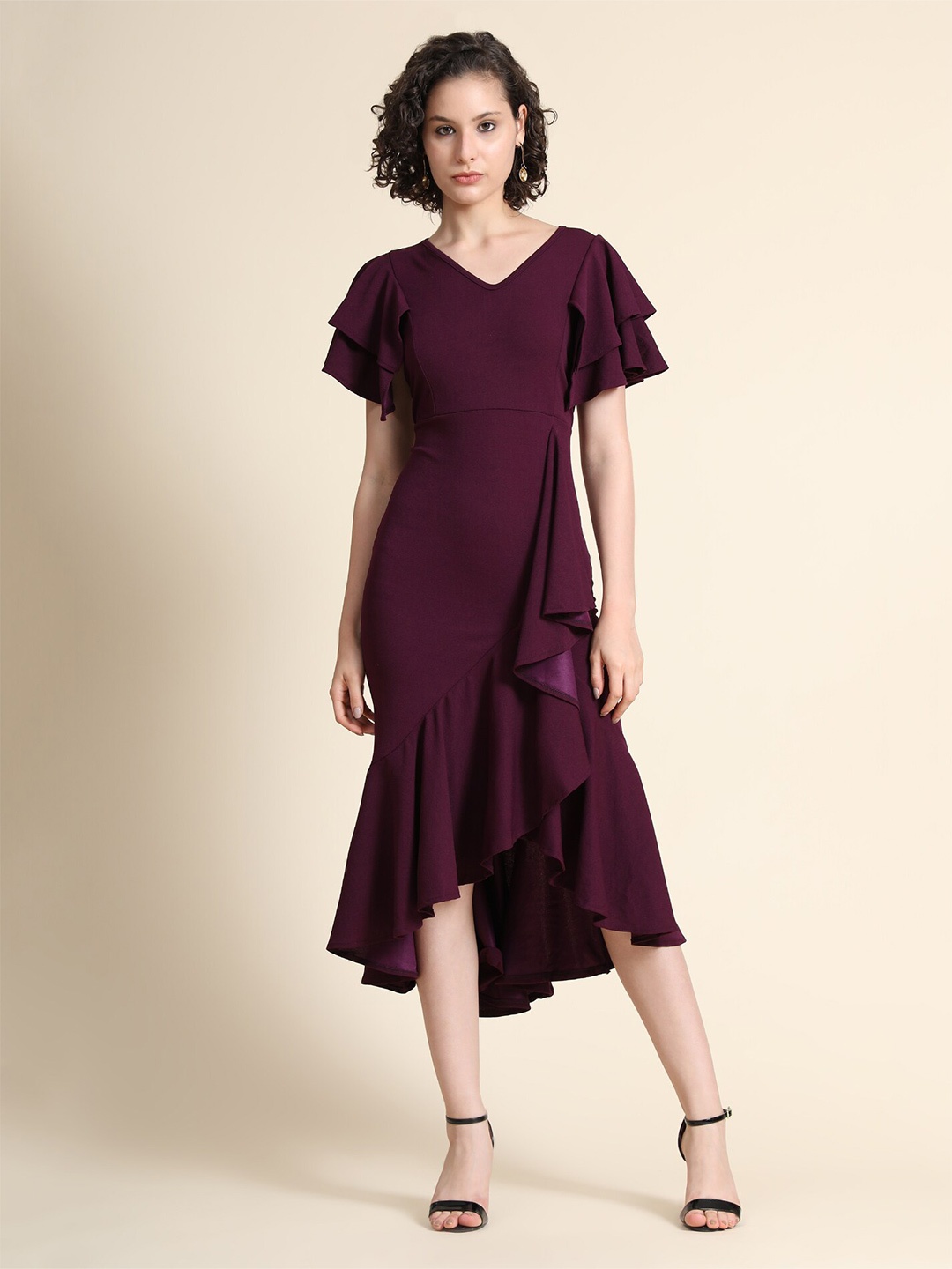

WESTHOOD Women Purple Bodycon Wrap Dress