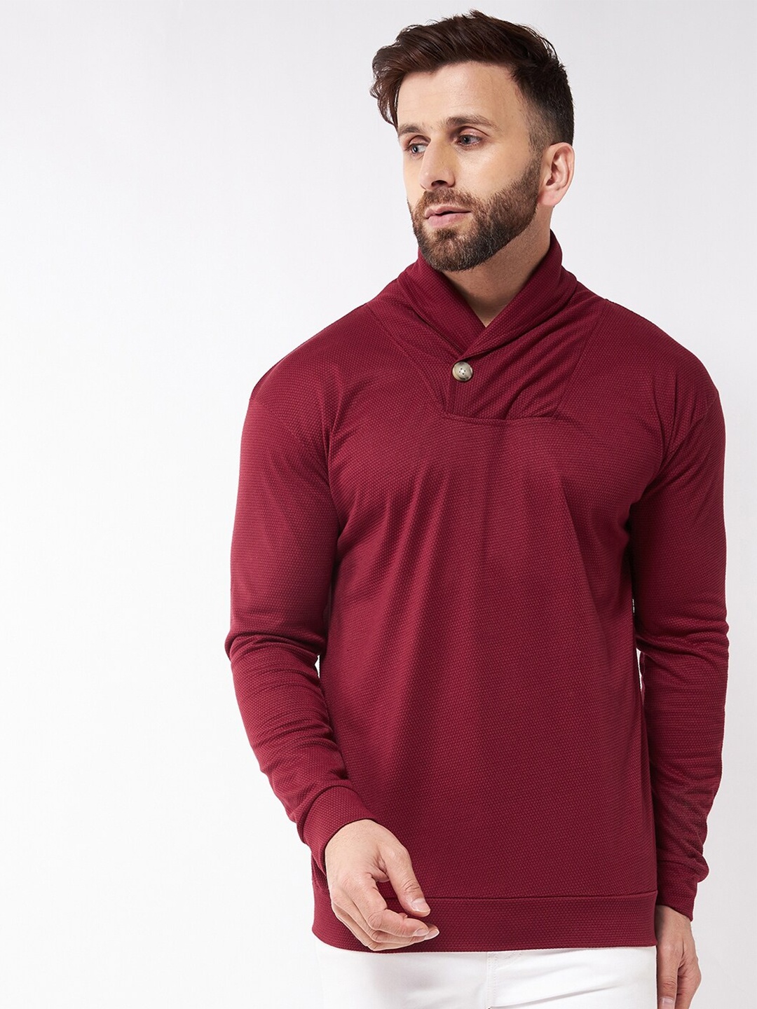 

GRITSTONES Men Maroon Solid Sweatshirt