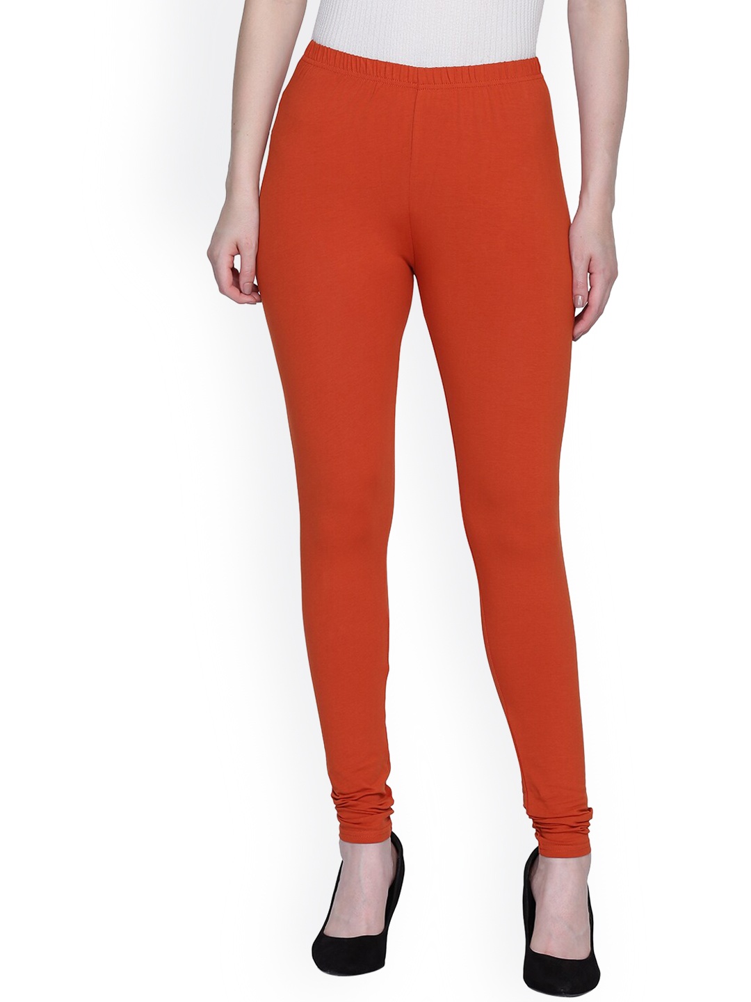 

FFU Women Rust-Brown Solid Churidar-Length Leggings