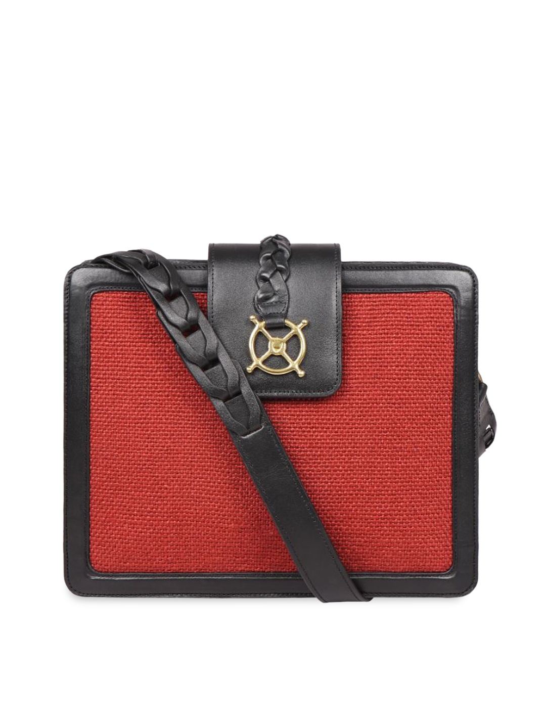 

Hidesign Rust Textured Leather Structured Sling Bag