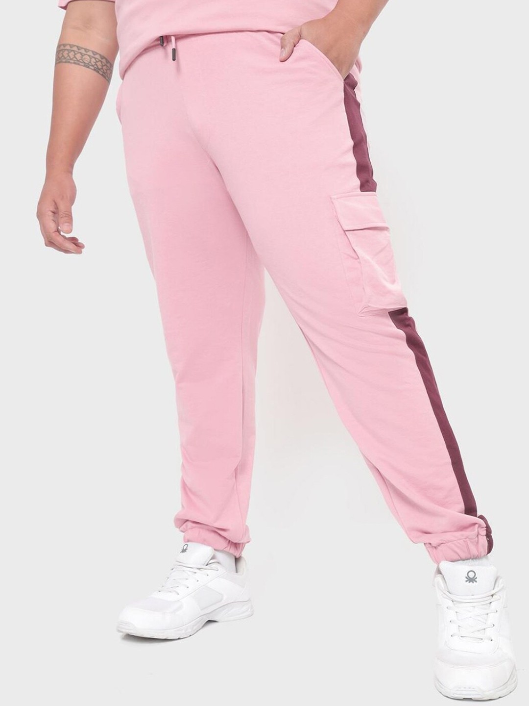 

Bewakoof Plus Men Plus Size Pink Cotton Track Pants