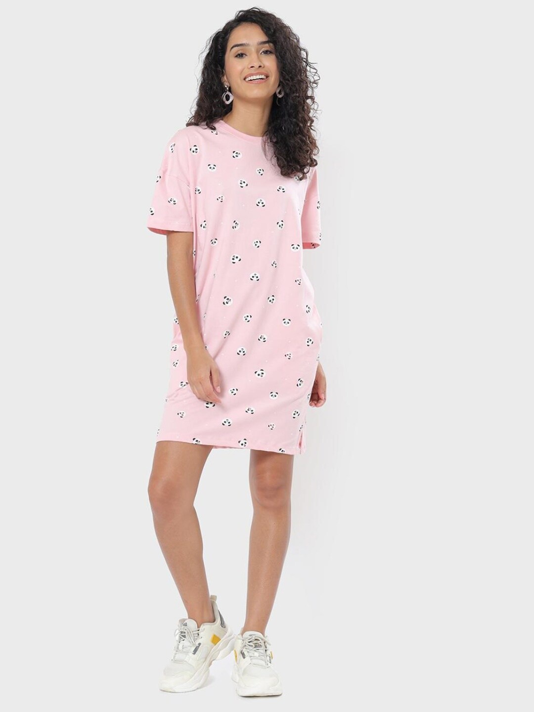 

Bewakoof Pink Conversational T-shirt Dress