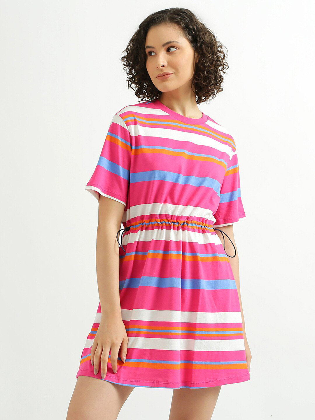 

United Colors of Benetton Women Fuchsia Striped Dress
