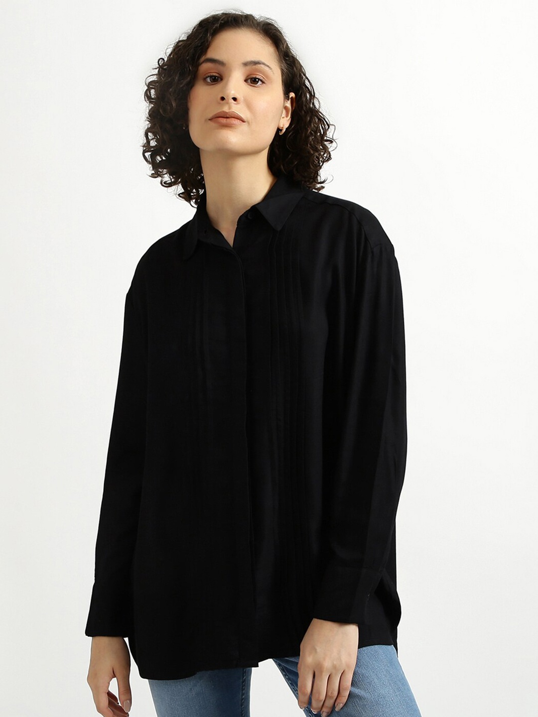 

United Colors of Benetton Women Black Cotton Casual Shirt