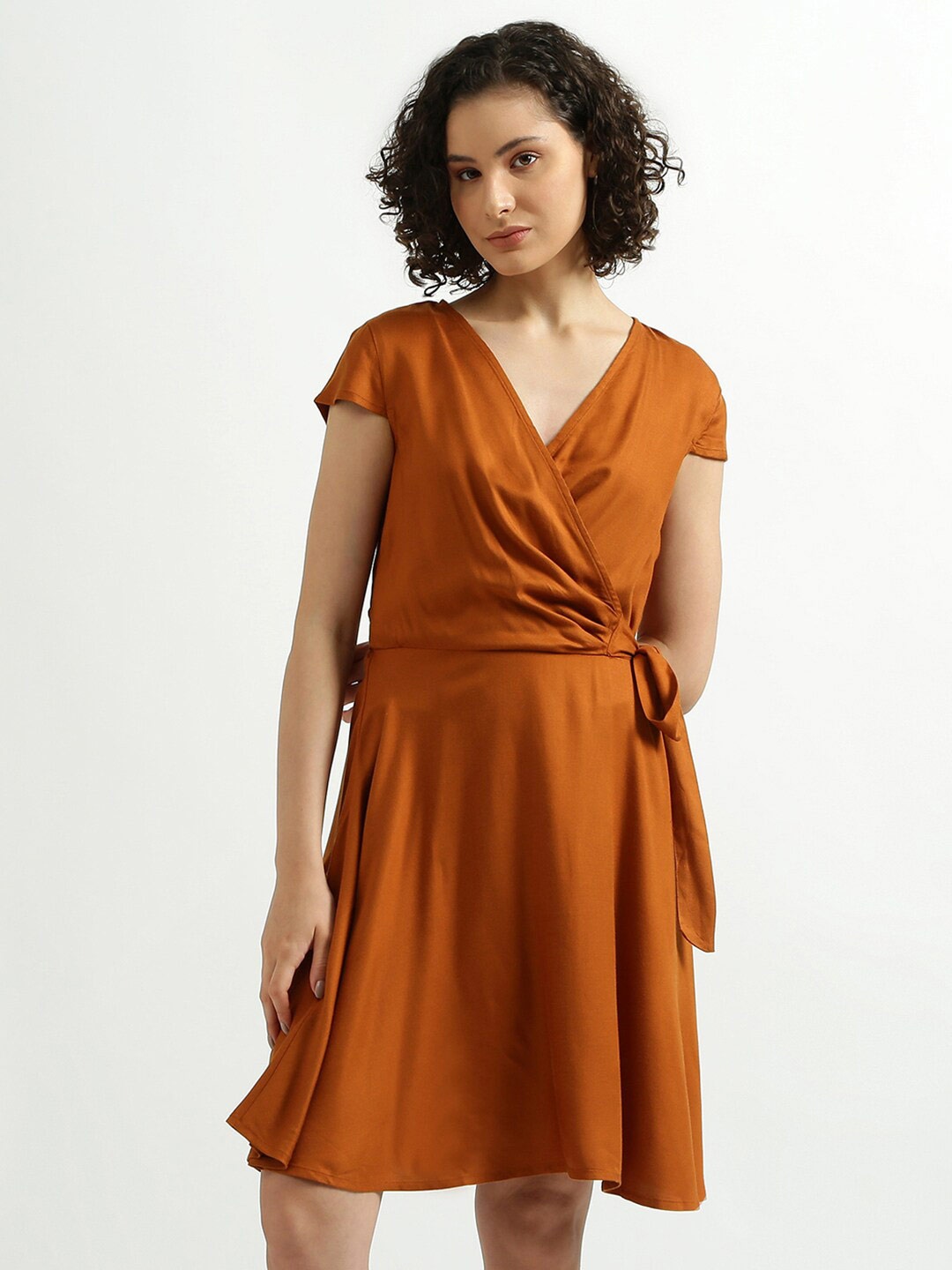 

United Colors of Benetton Women Rust Wrap Dress