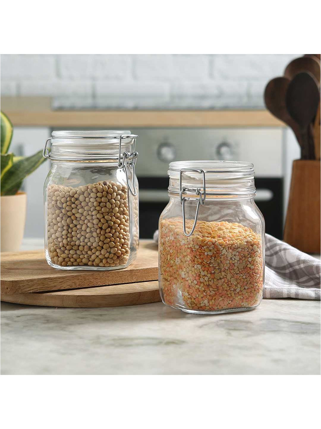 

Wonderchef Bormioli Fido Transparent Set Of 2 Container Jars 1 L