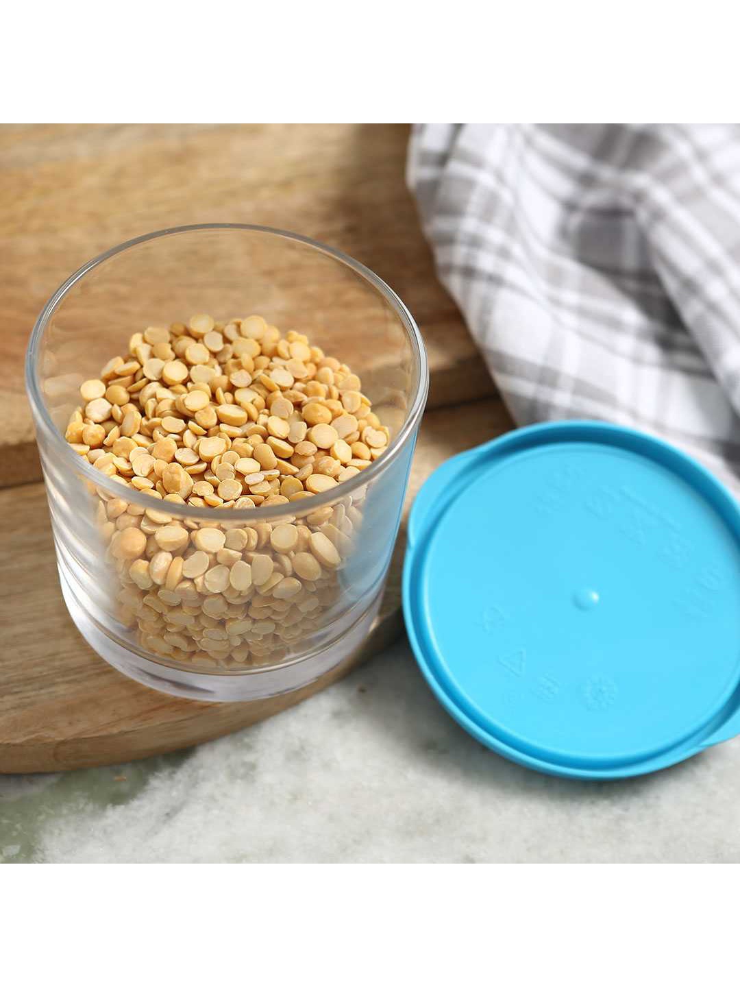 

Wonderchef Bormioli Frigoverre Transparent Round Set Of 3 Glass Container Set 350 ml Each