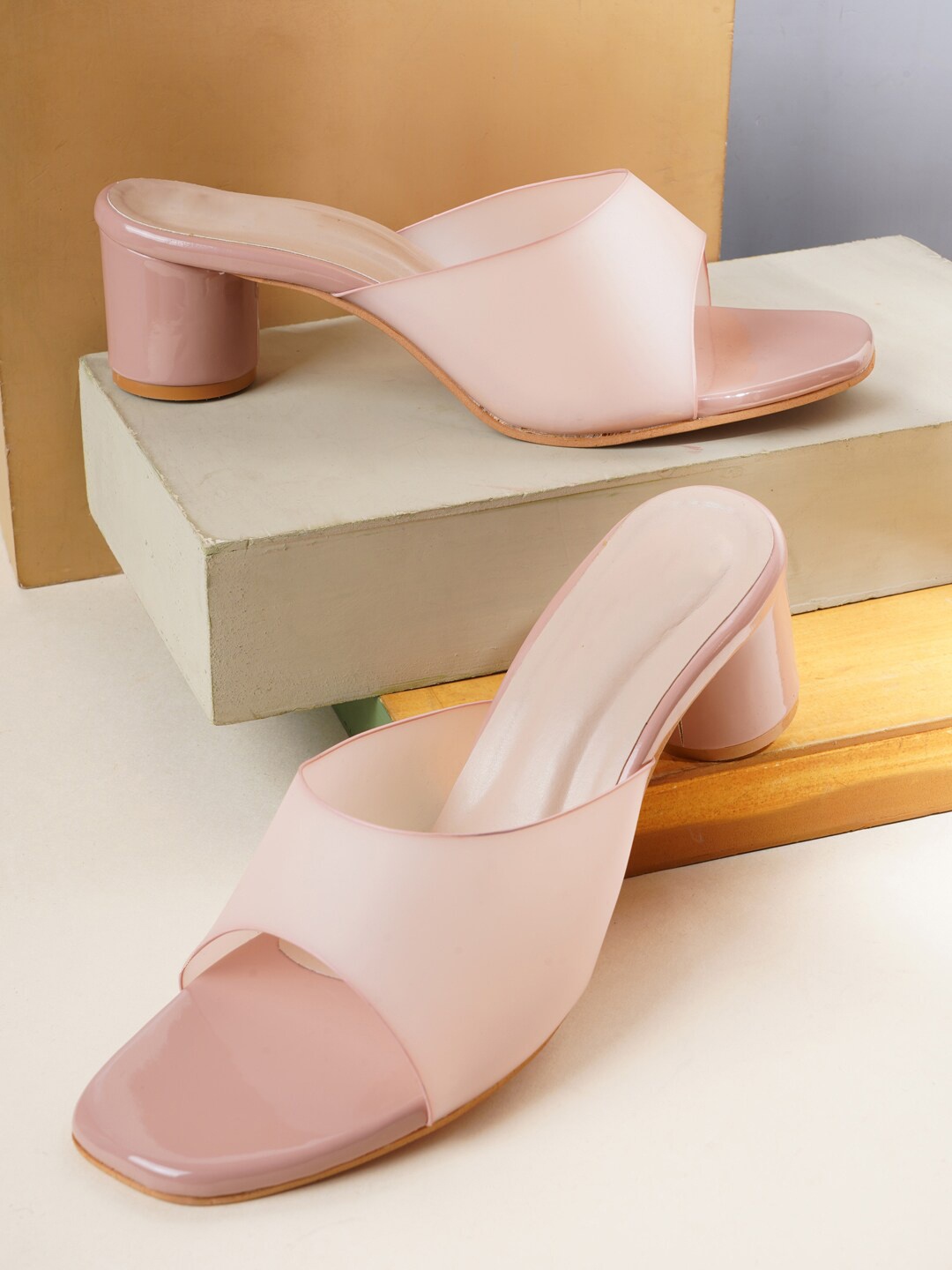 

Style Shoes Open Toe Block Heels, Pink