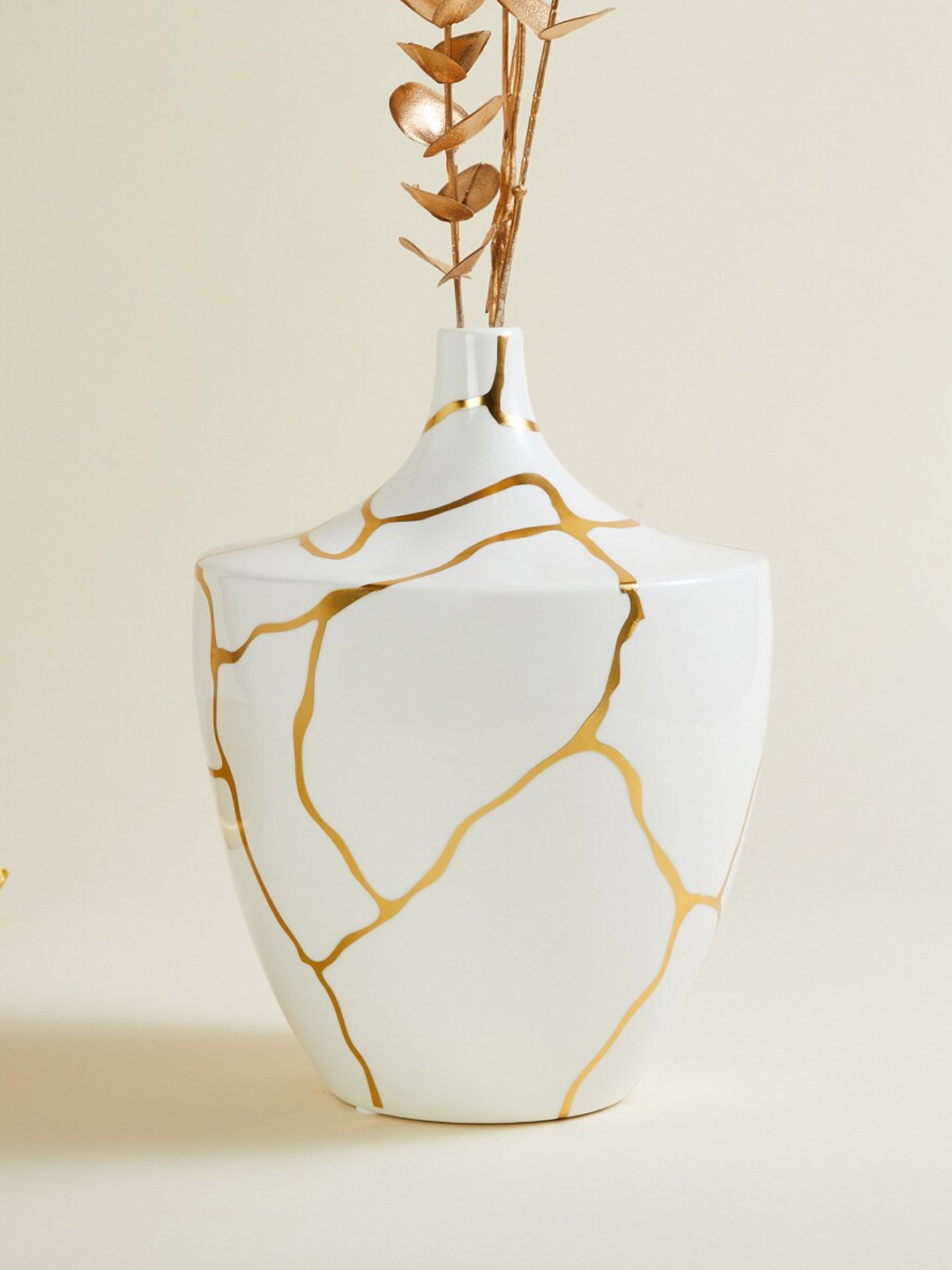 

Home Centre White Printed Wide Taper Ceramic Vase