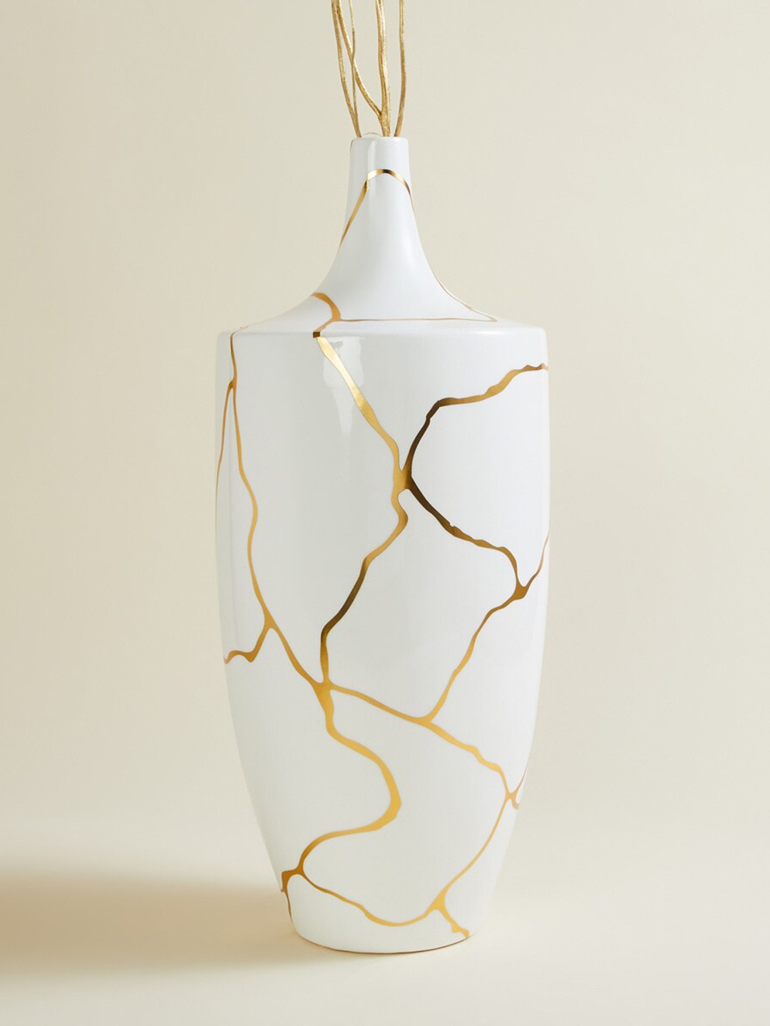 

Home Centre White Abstract Printed Ceramic Tall Taper Vase