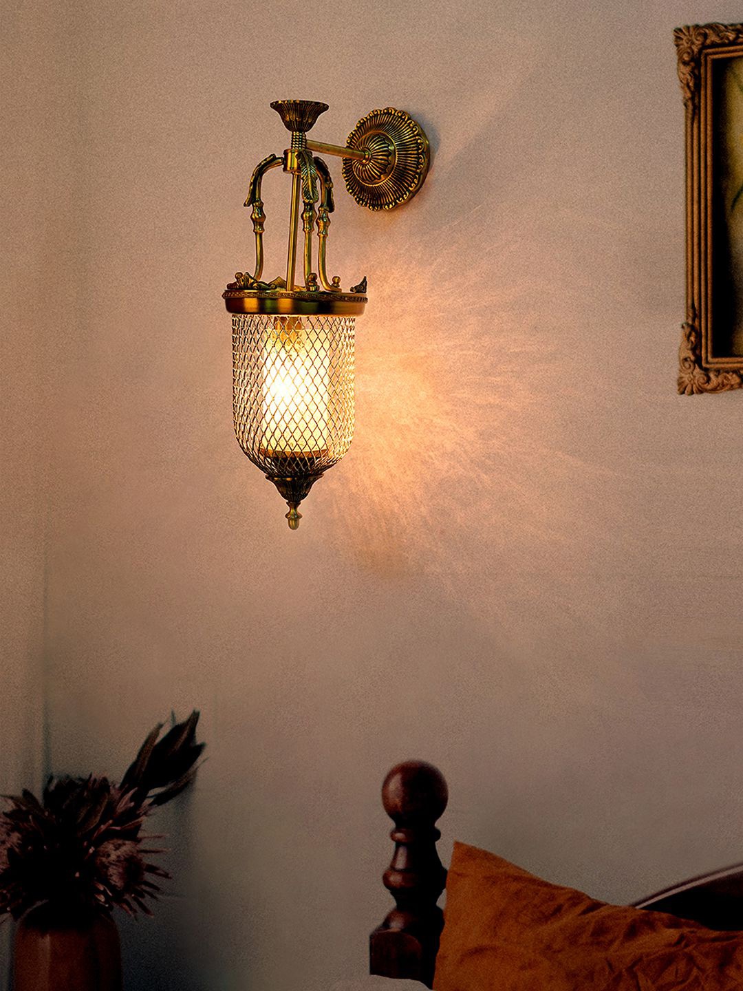 

Fos Lighting Gold-Toned Textured Portuguese Jar Wall Lamp