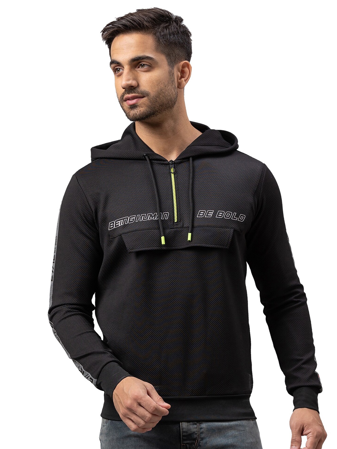 

Being Human Men Black Hooded Sweatshirt