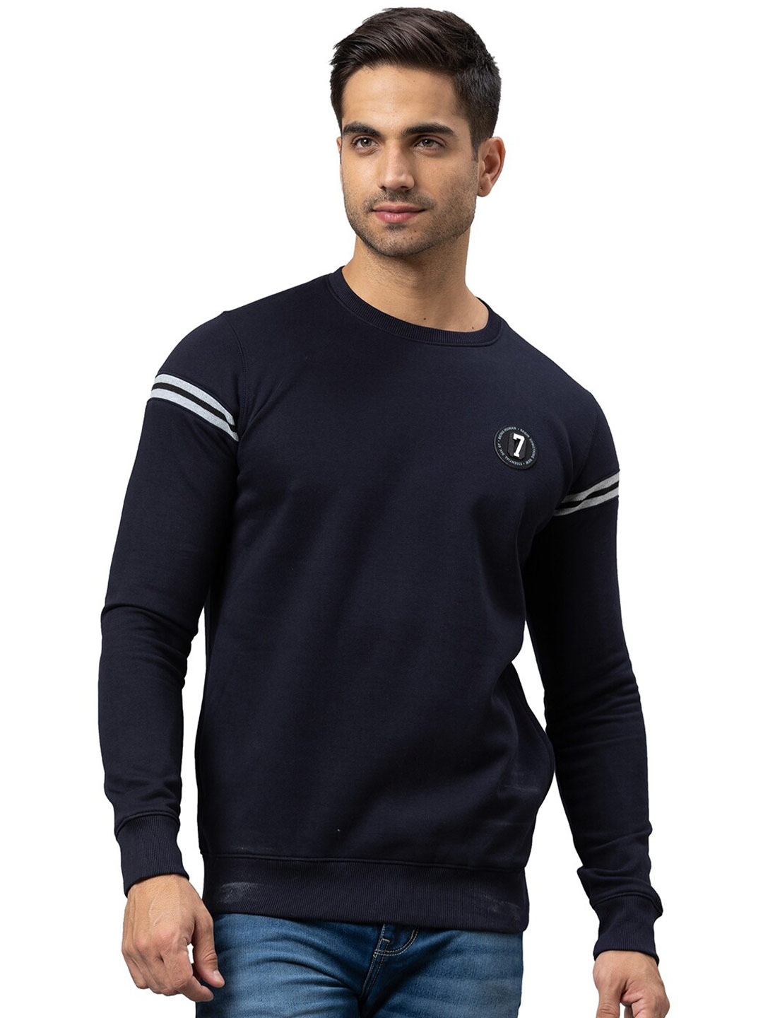 

Being Human Men Navy Blue Printed Pullover Sweatshirt