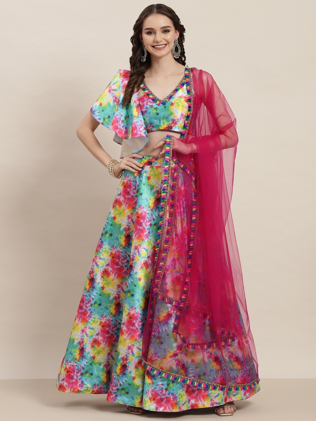 

Tikhi Imli Multicoloured Printed Unstitched Lehenga & Blouse With Dupatta, Multi