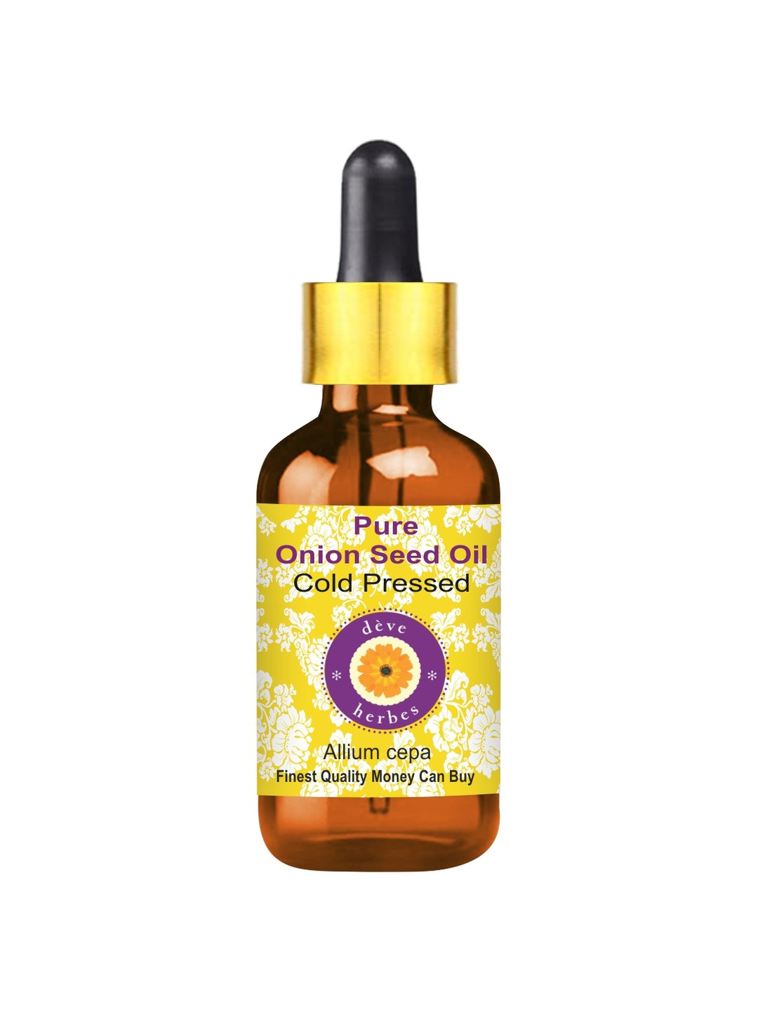 

Deve Herbes Pure Onion Seed Cold Pressed Oil with Glass Dropper - 5 ml, Yellow