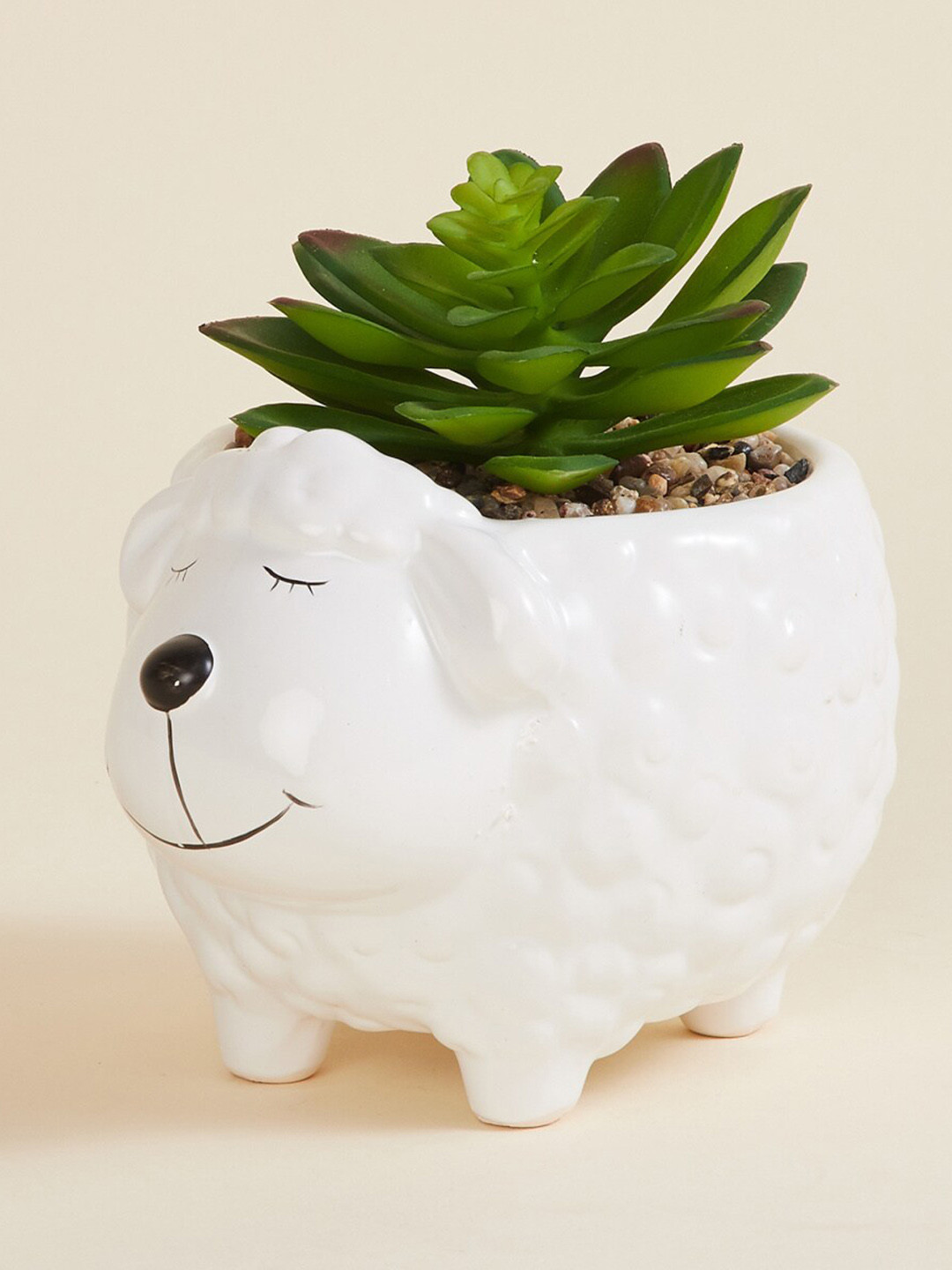

Home Centre Garnet-Elsa White & Green Textured Artificial Plant in Ceramic Pot