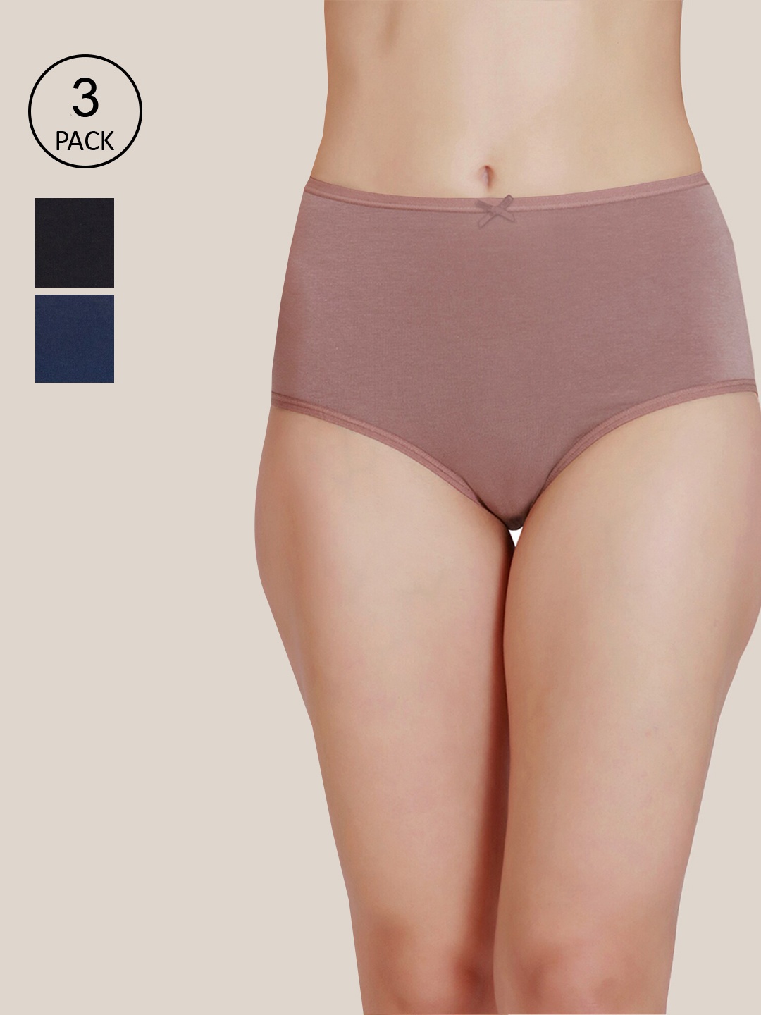 

Nykd Pack Of 3 Women Solid Basic Cotton Briefs NYP036, Navy blue