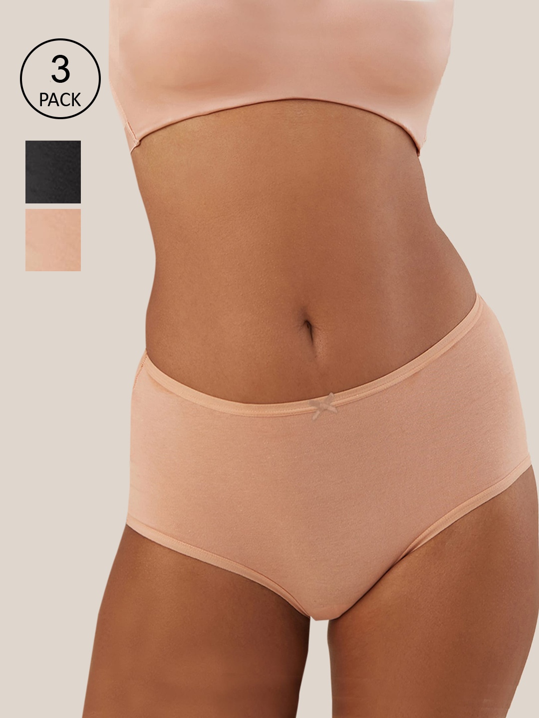 

Nykd Women Pack Of 3 Solid Basic Cotton Briefs NYP036, Black