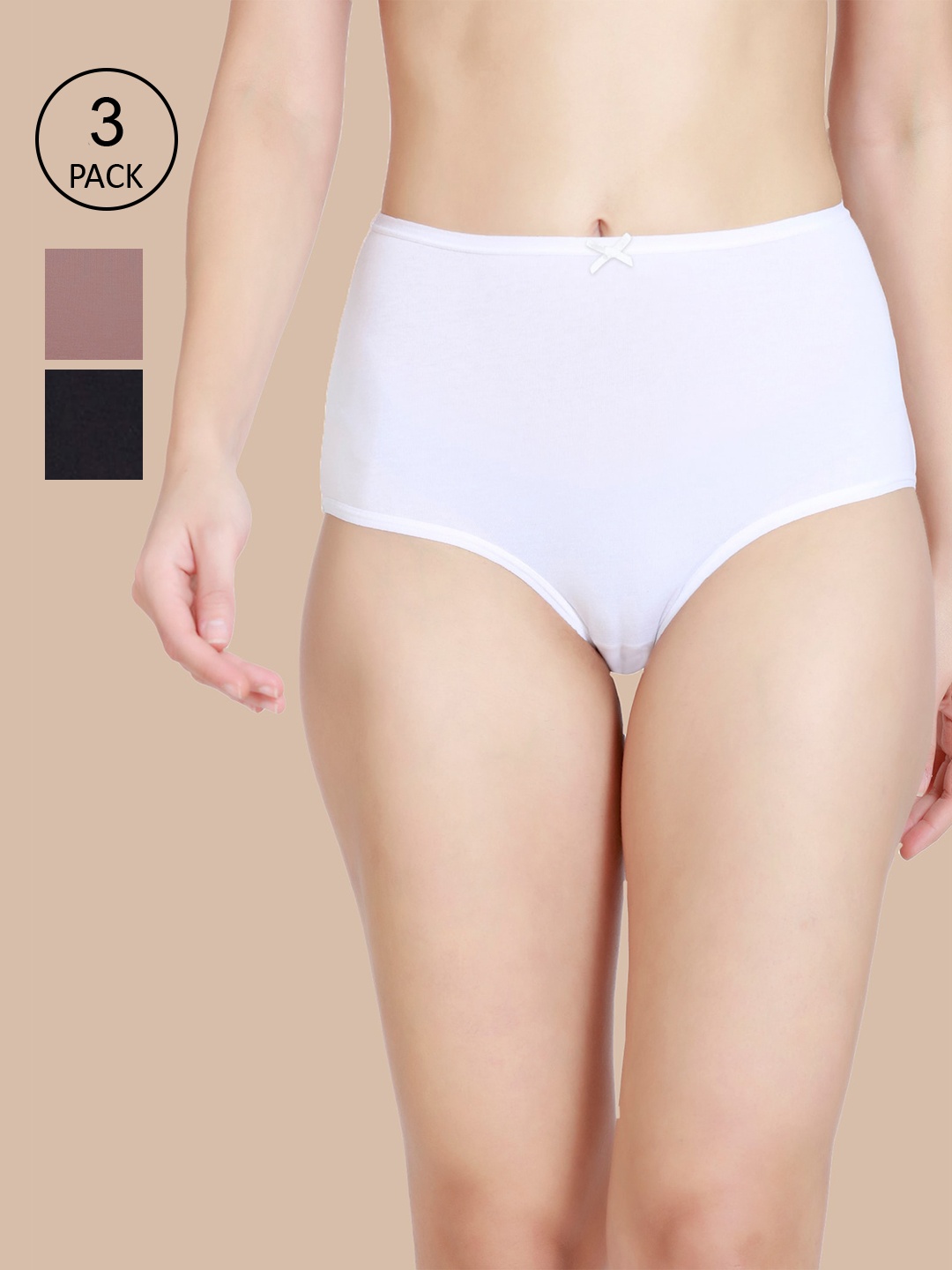 

Nykd Women Pack Of 3 Solid Basic Cotton Briefs NYP036, White