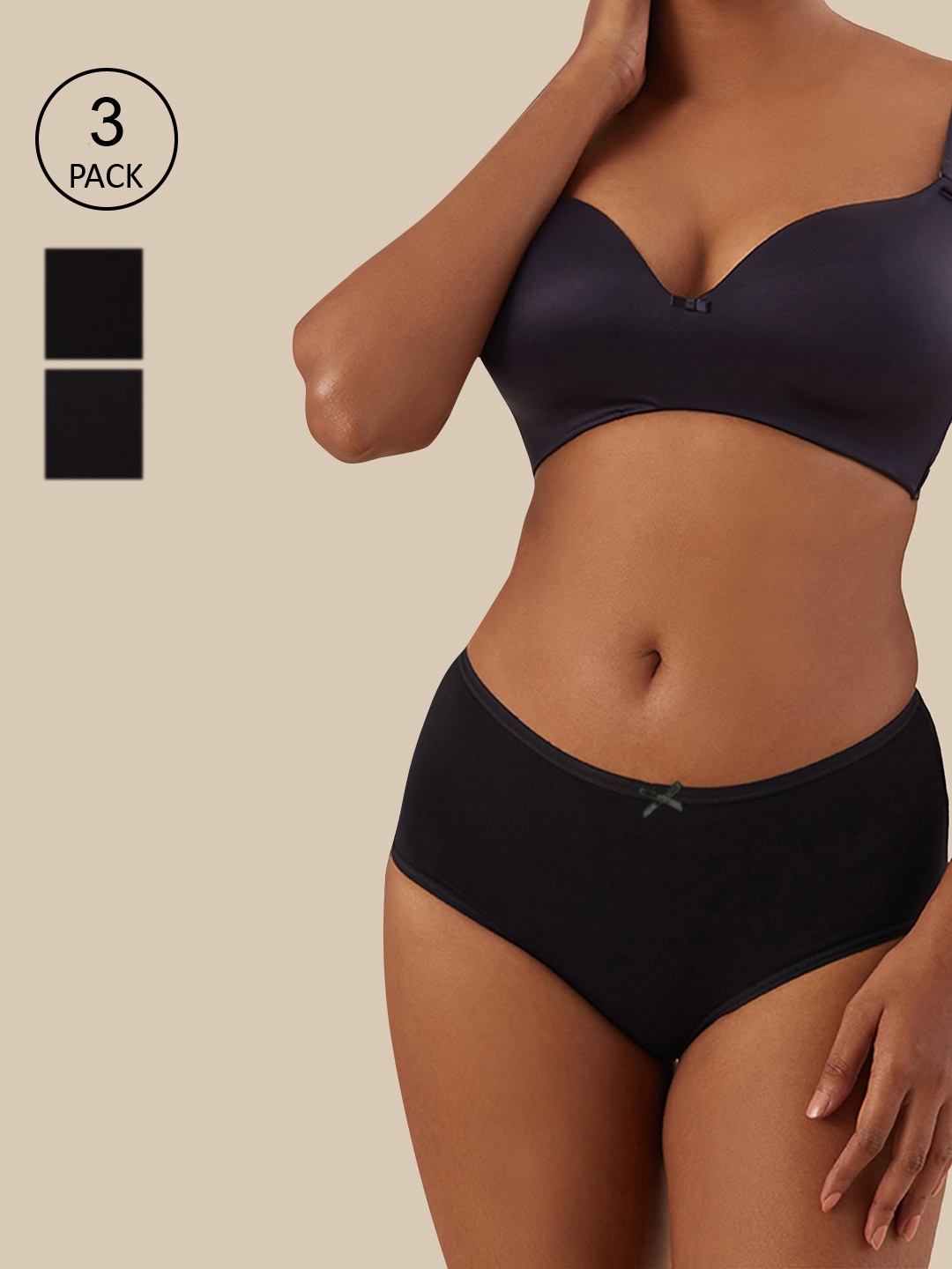 

Nykd Women Pack Of 3 Solid Basic Briefs NYP036, Black