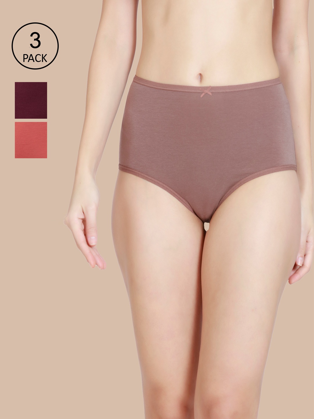 

Nykd Women Pack Of 3 Solid Basic Cotton Briefs NYP036, Pink