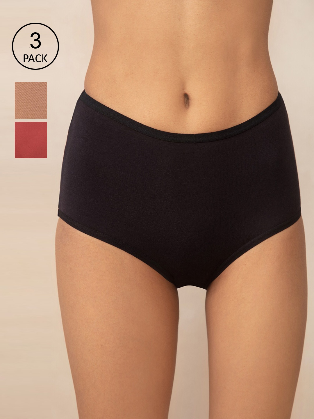 

Nykd Women Pack Of 3 Solid Hipster Briefs, Nude