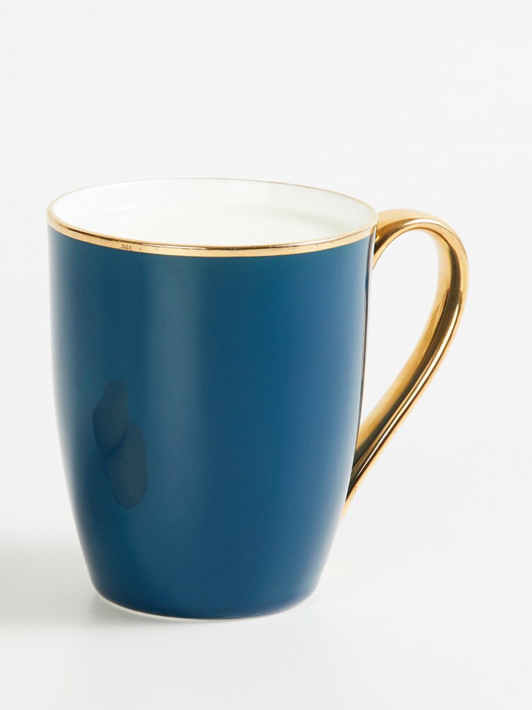 

Home Centre Blue & Gold-Toned Dishwasher safe Bone China Matte Mug 340ml