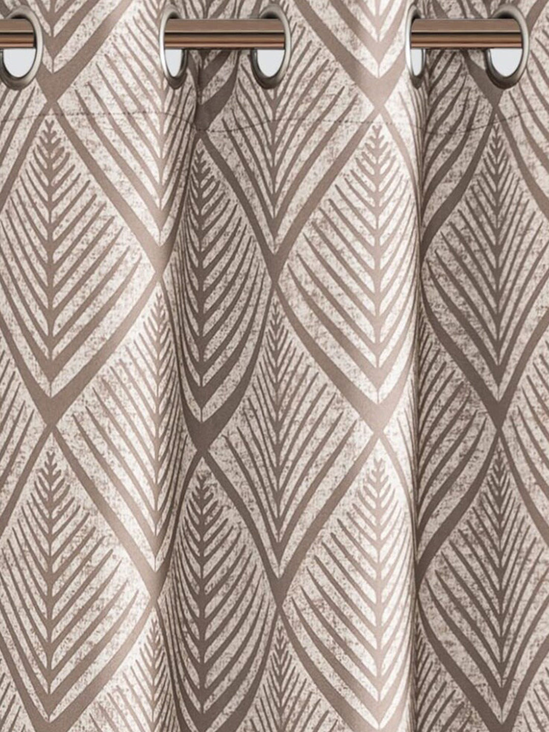 

URBAN SPACE Brown Geometric Black Out Long Door Curtain