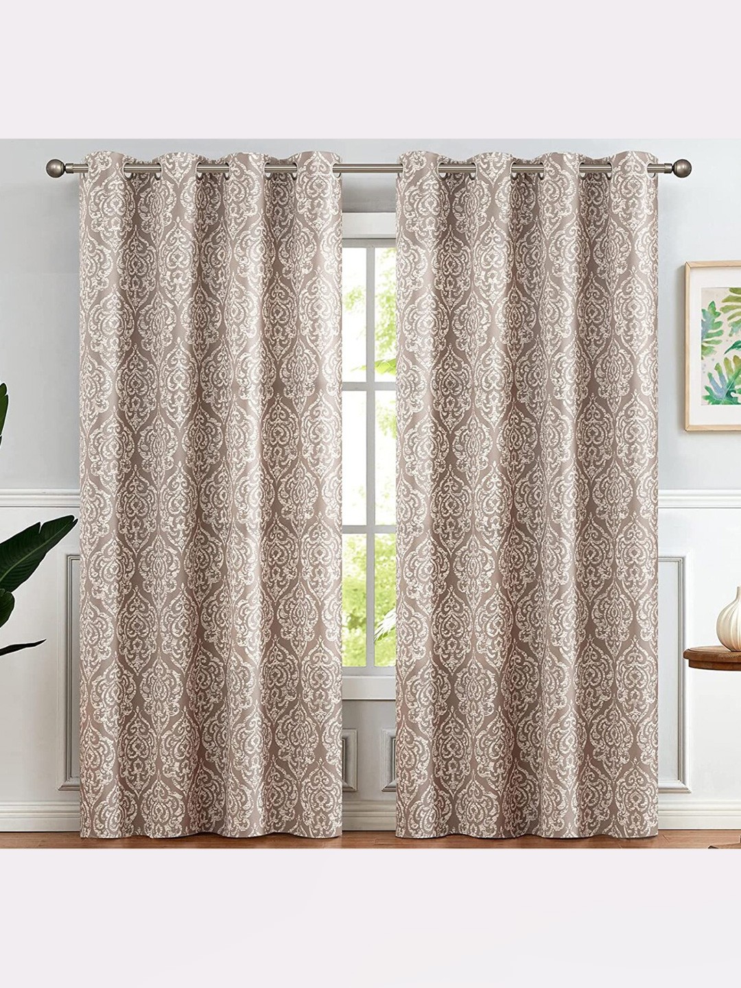 

URBAN SPACE Brown Ethnic Motifs Black Out Long Door Curtain