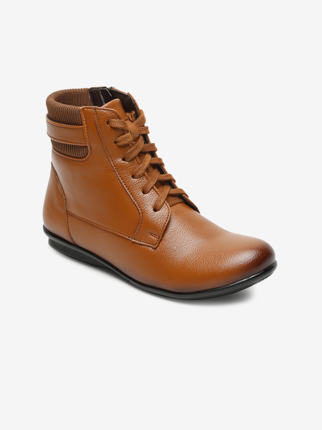 

Flat n Heels Women Tan Solid Synthetic Ankle Boots