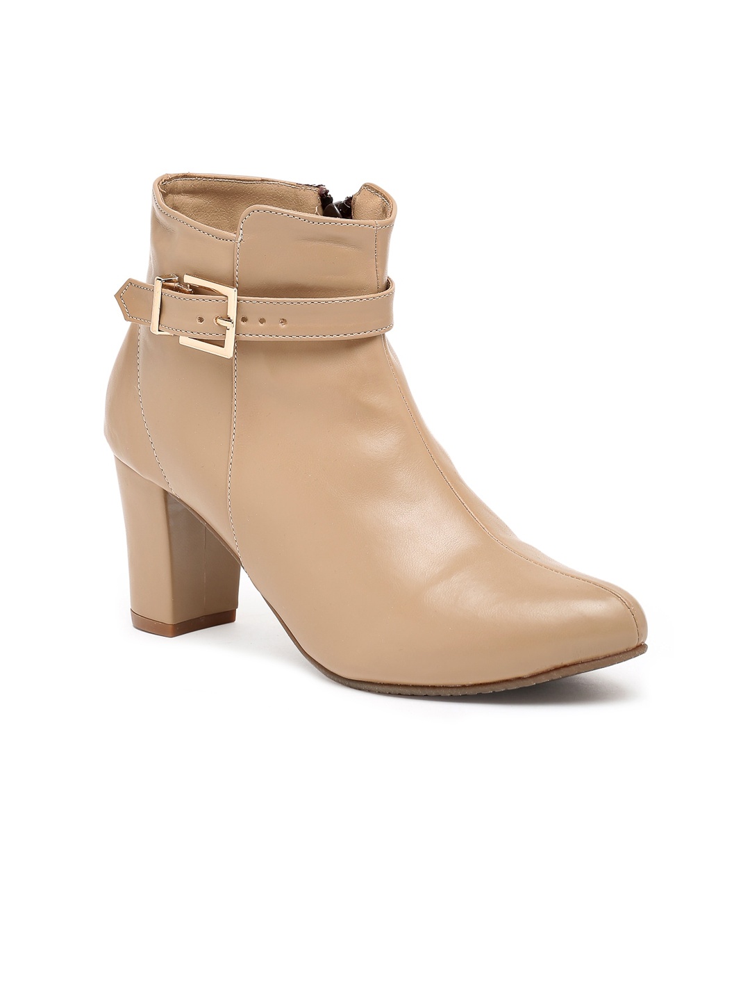 

Flat n Heels Women Beige Solid Casual Slouchy Heeled Boots