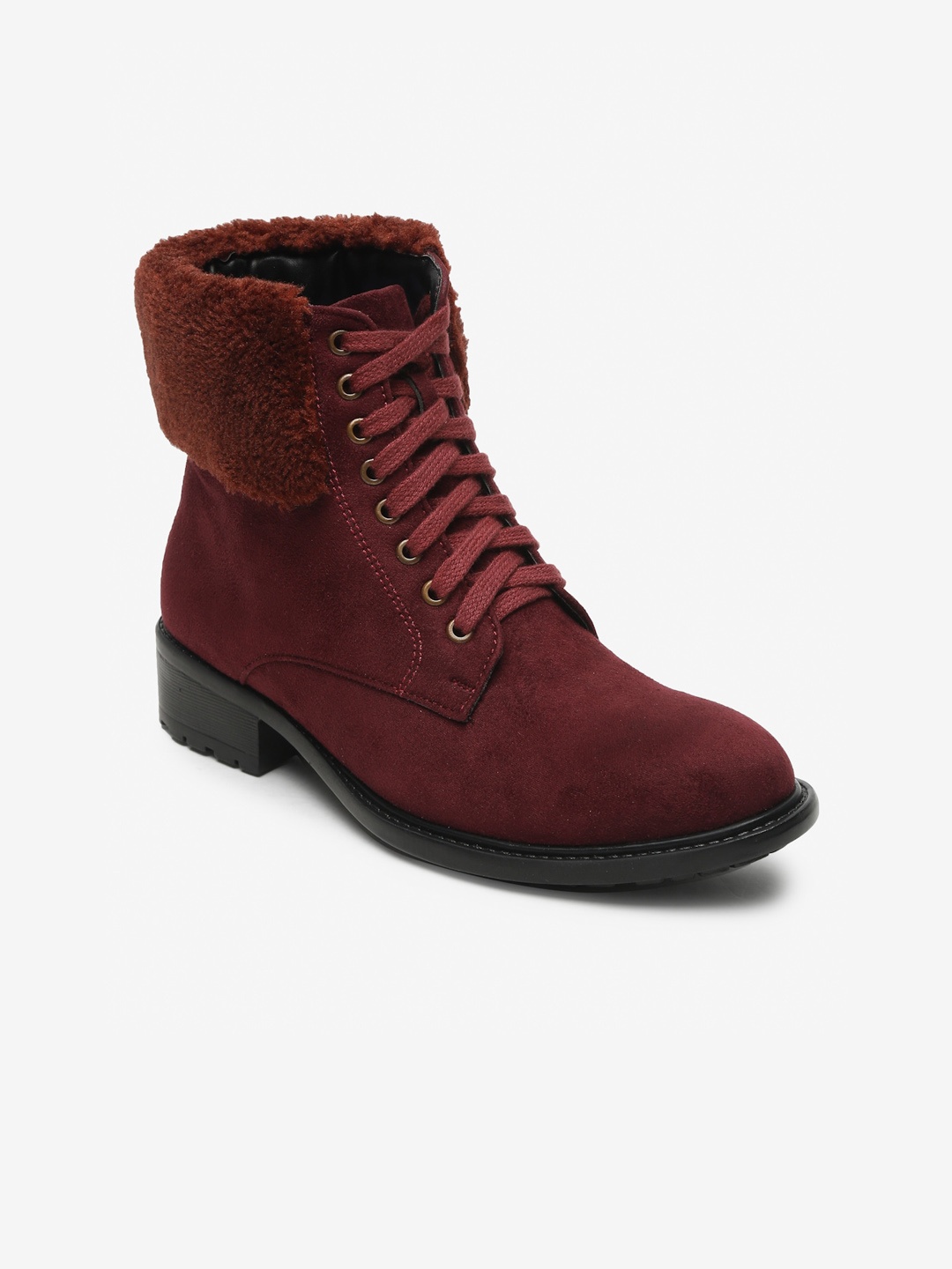 

Flat n Heels Women Maroon Solid Casual Boots