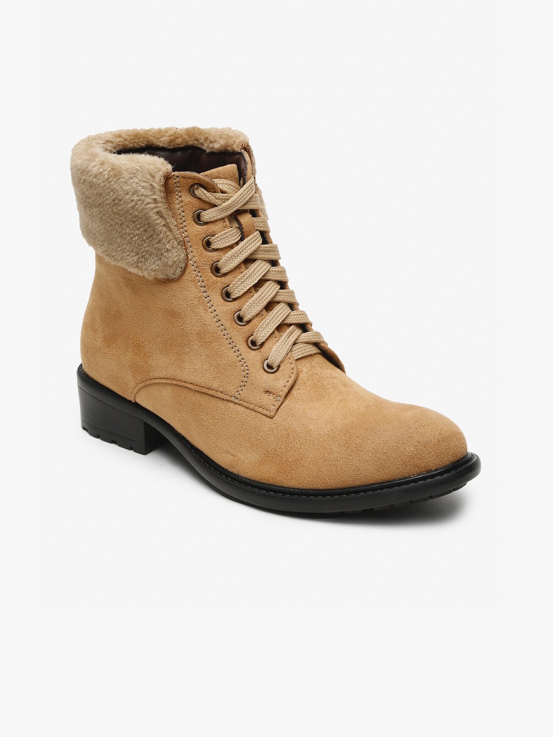 

Flat n Heels Women Camel Brown Solid Ankle Boots
