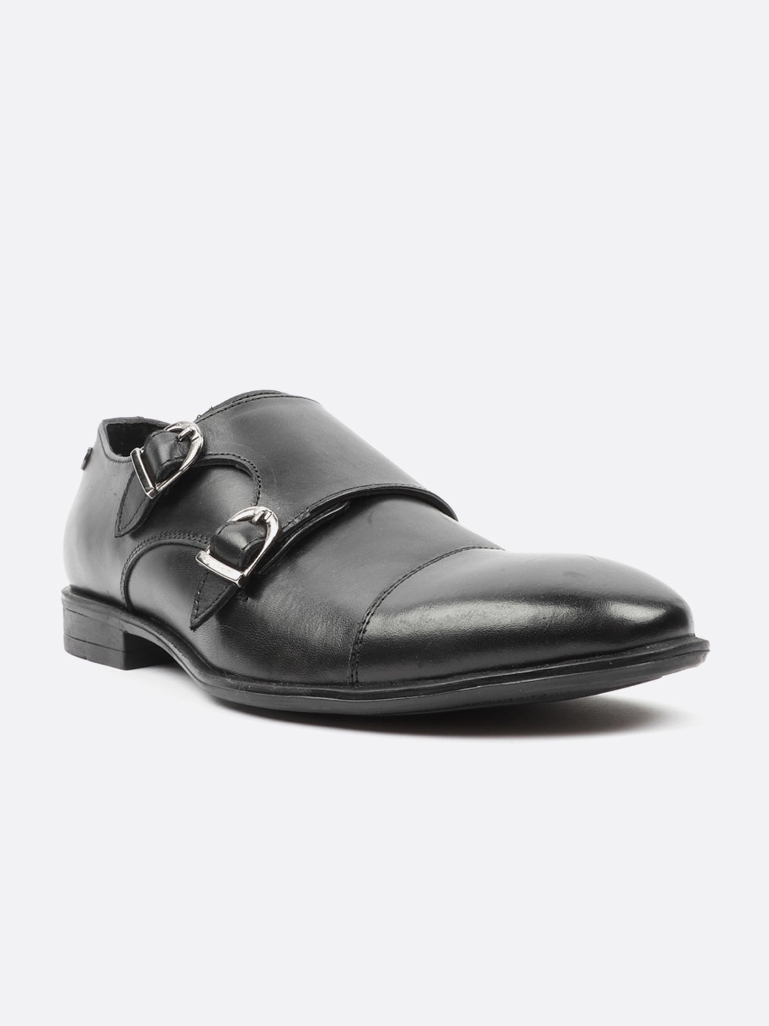 

Carlton London Men Black Solid Formal Monks