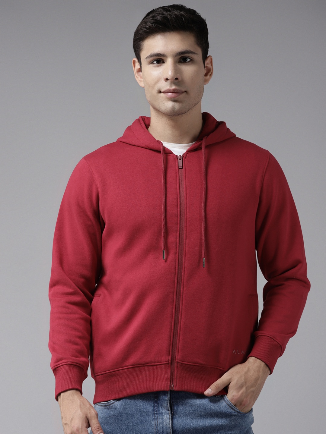 

Almo Wear Men Red Ultra-warm Cotton Hooded Sweatshirt