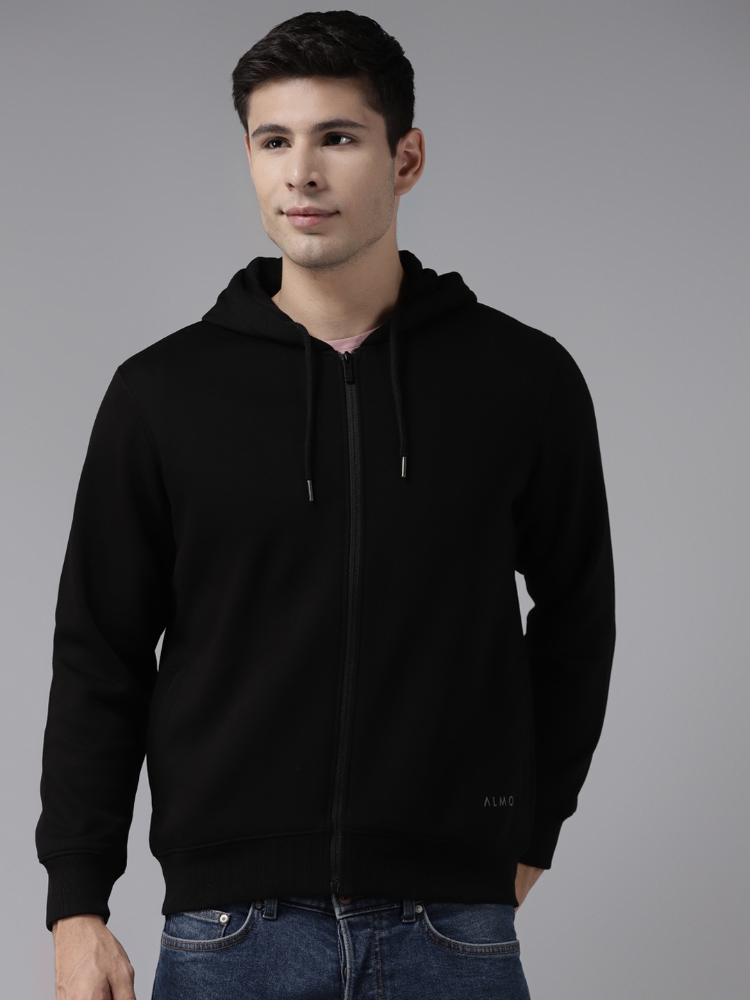 

Almo Wear Men Black Hooded Sweatshirt