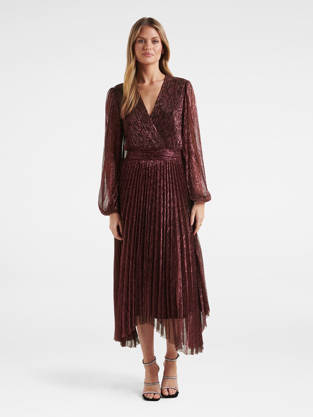 

Forever New Brown Embellished Midi Dress