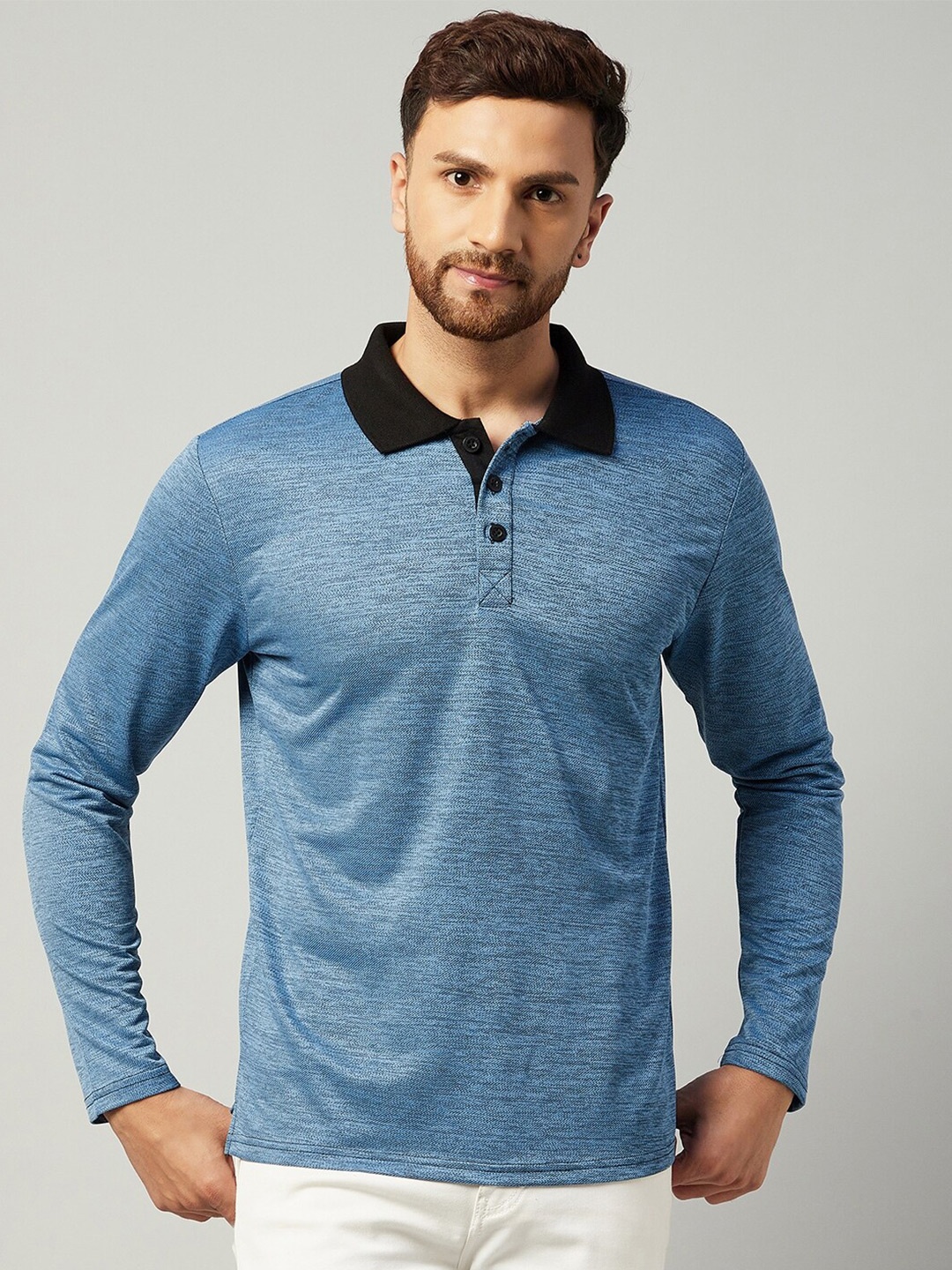 

GRITSTONES Men Blue Polo Collar T-shirt