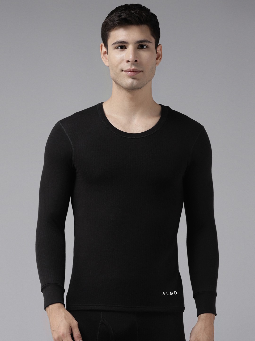 

Almo Wear Men Black Lightweight Anti-pilling Heat Retention Thermal Top
