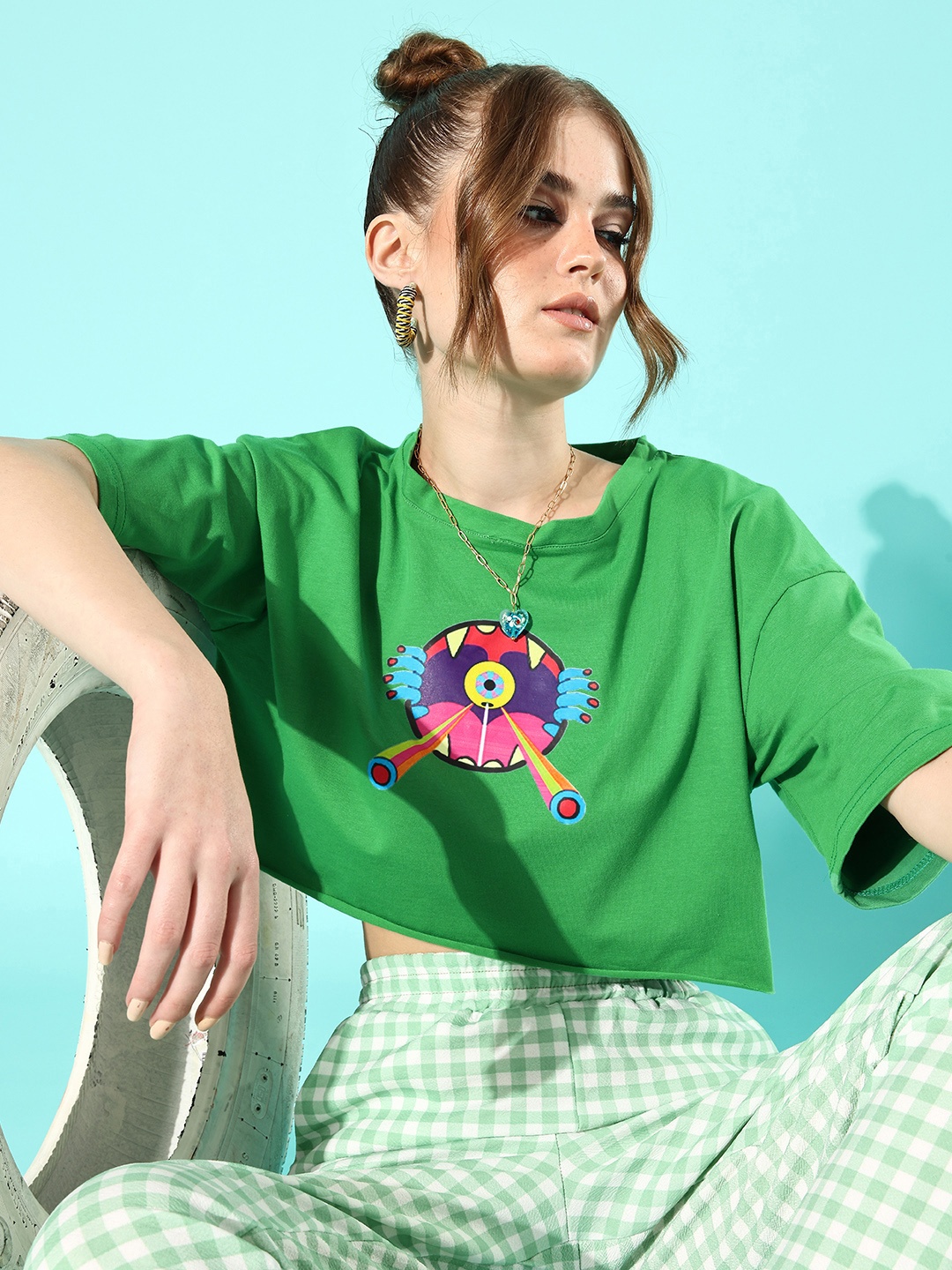 

Stylecast X Hersheinbox Green Graphic Top