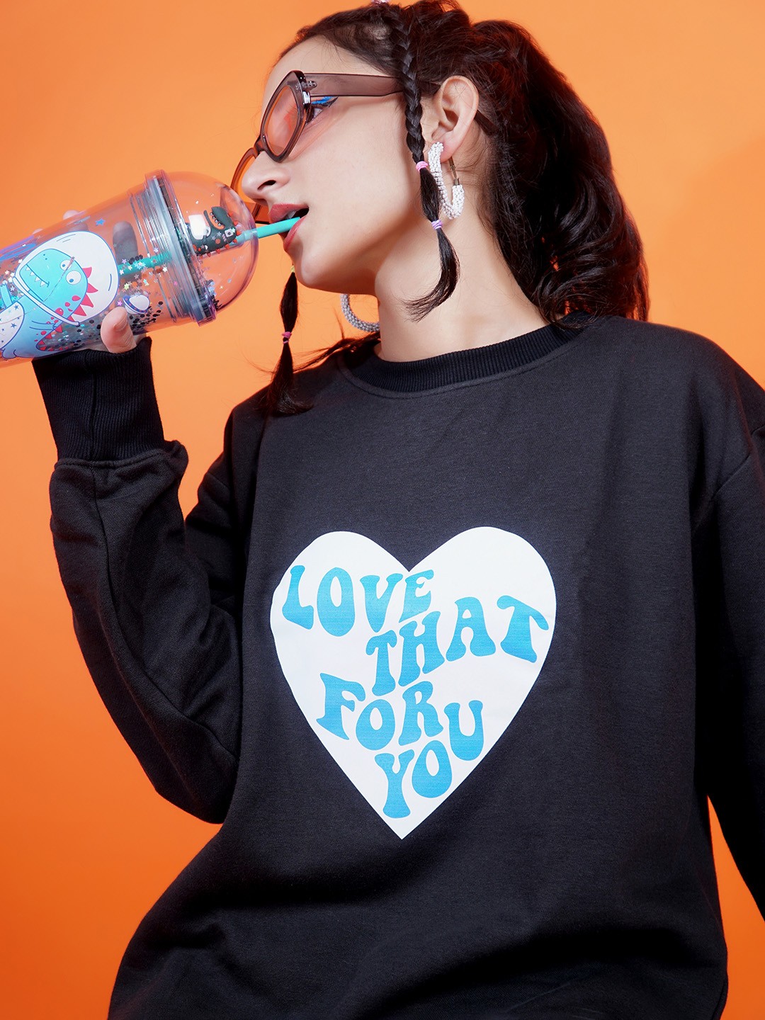 

Stylecast X Hersheinbox Women Black Printed Pure Cotton Sweatshirt
