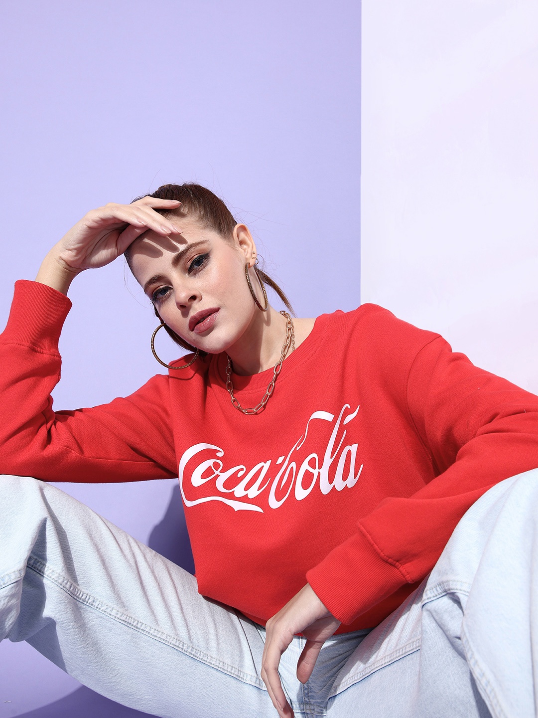 

Stylecast X Hersheinbox Women Red Typography Printed Pure Cotton Sweatshirt