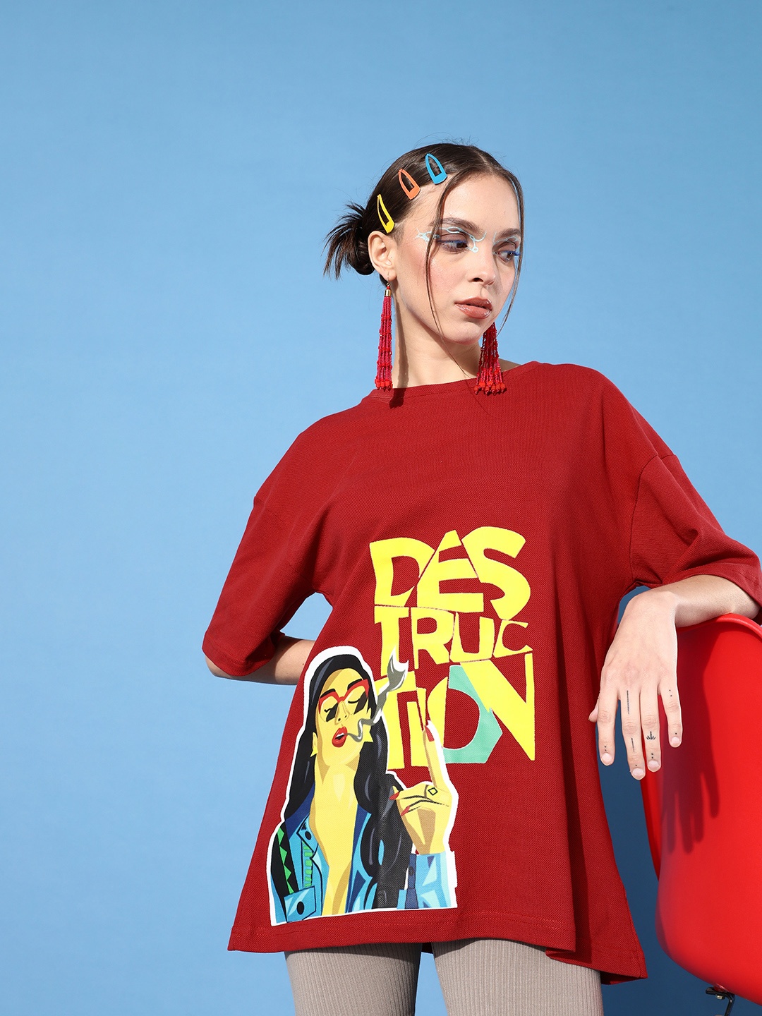 

Stylecast X Hersheinbox Women Red Typography Graphic Tee