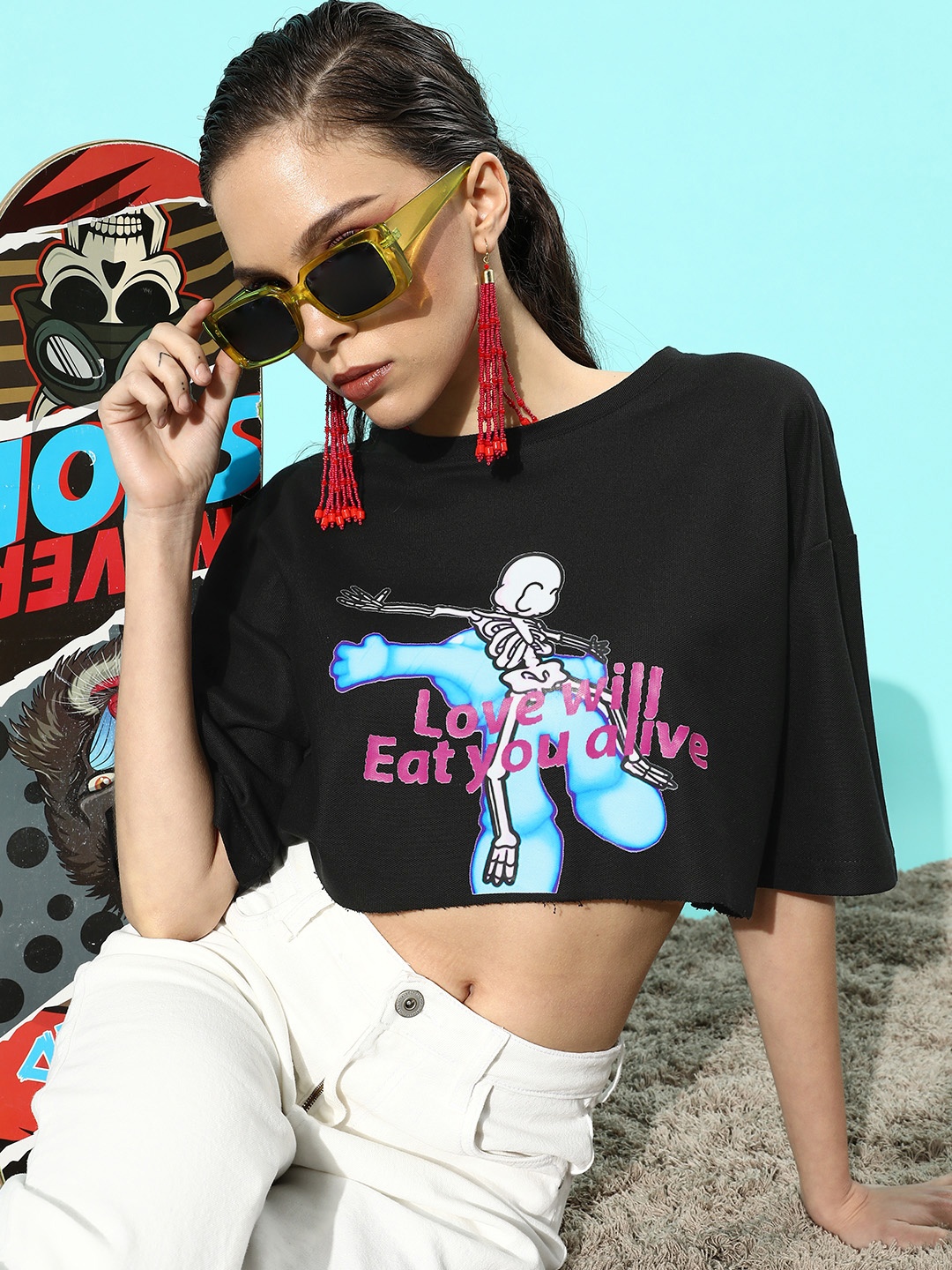 

Stylecast X Hersheinbox Black Graphic Top