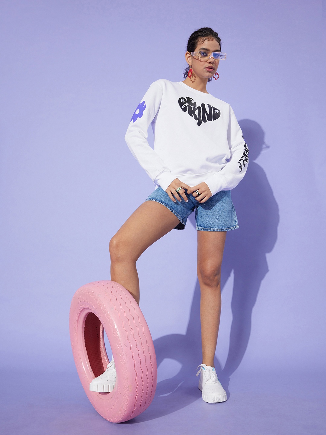 

Stylecast X Hersheinbox Women White Printed Pure Cotton Sweatshirt