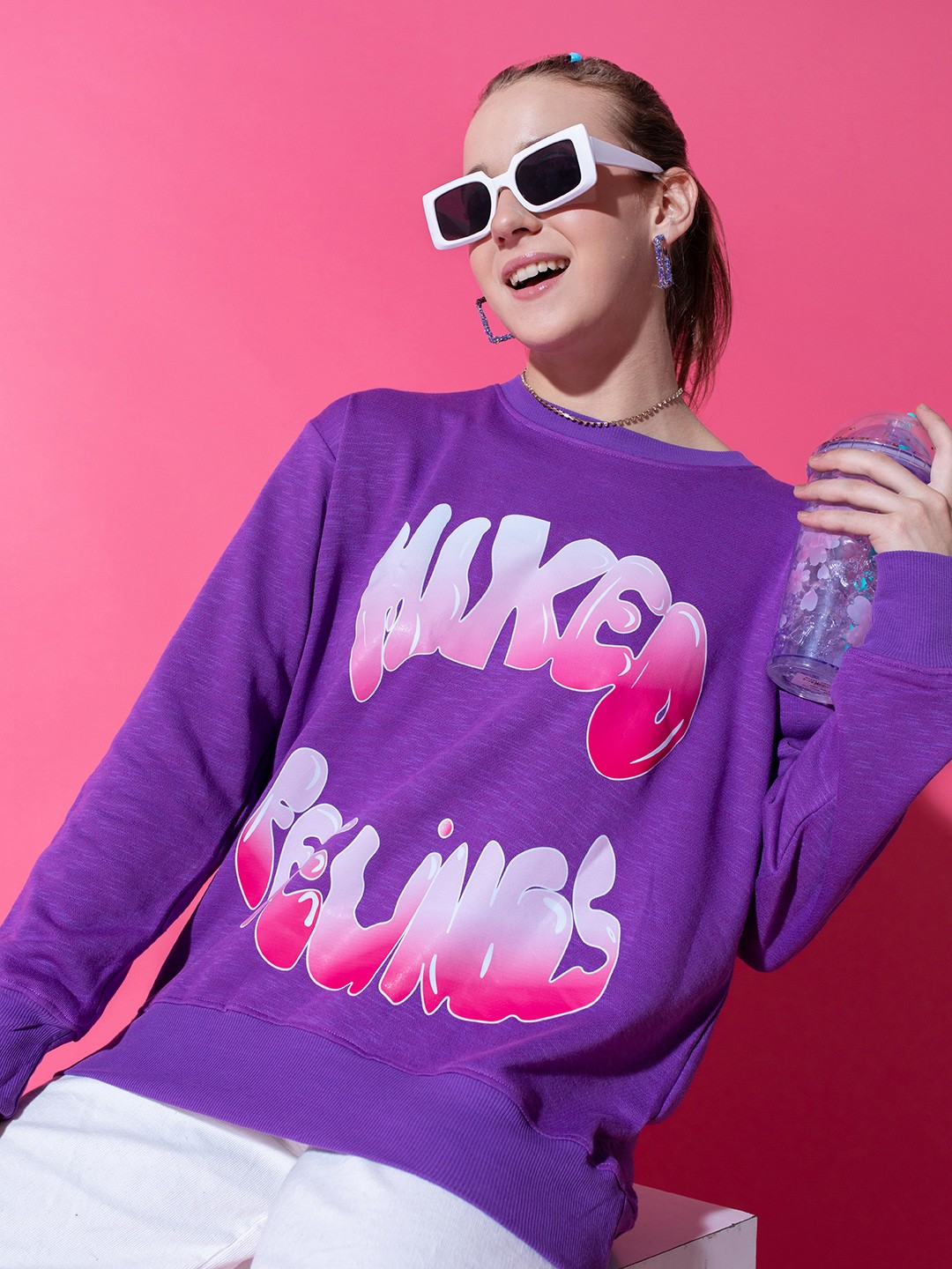 

Stylecast X Hersheinbox Women Purple Pure Cotton Printed Sweatshirt