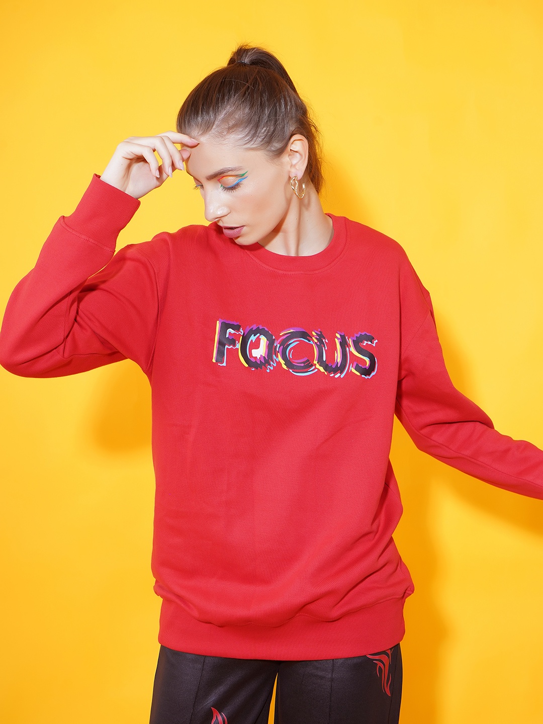 

Stylecast X Hersheinbox Women Red Pure Cotton Printed Sweatshirt