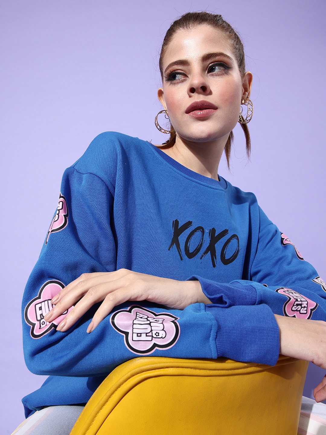 

Stylecast X Hersheinbox Women Blue Typography Printed Pure Cotton Sweatshirt
